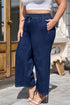 High Waist Wide Leg Drawstring Denim Bottoms