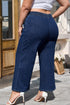 High Waist Wide Leg Drawstring Denim Bottoms