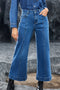 High Waisted Center Seam Wide Leg Cropped Denim Jeans