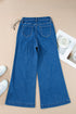 High Waisted Center Seam Wide Leg Cropped Denim Jeans