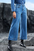 High Waisted Center Seam Wide Leg Cropped Denim Jeans