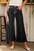 High Waisted Center Seam Wide Leg Cropped Denim Jeans