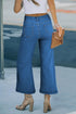 High Waisted Center Seam Wide Leg Cropped Denim Jeans