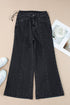 High Waisted Center Seam Wide Leg Cropped Denim Jeans
