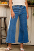 High Waisted Center Seam Wide Leg Cropped Denim Jeans