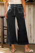 High Waisted Center Seam Wide Leg Cropped Denim Jeans
