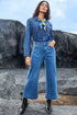 High Waisted Center Seam Wide Leg Cropped Denim Jeans