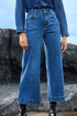 High Waisted Center Seam Wide Leg Cropped Denim Jeans