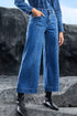 High Waisted Center Seam Wide Leg Cropped Denim Jeans