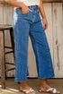 High Waisted Center Seam Wide Leg Cropped Denim Jeans