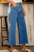High Waisted Center Seam Wide Leg Cropped Denim Jeans