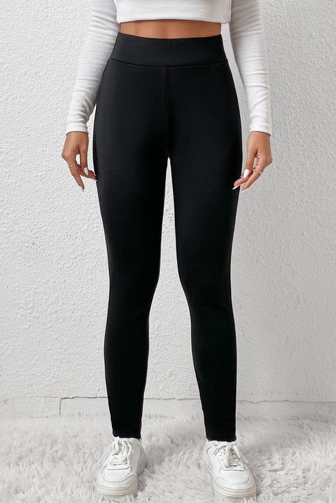 High Waisted Fleece Lined Stretch Thermal Leggings