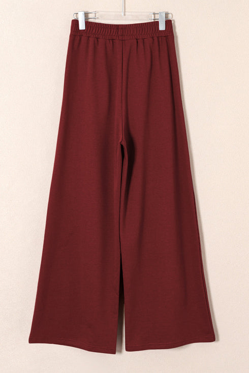 High Waisted Lace Up Front Wide Leg Pants