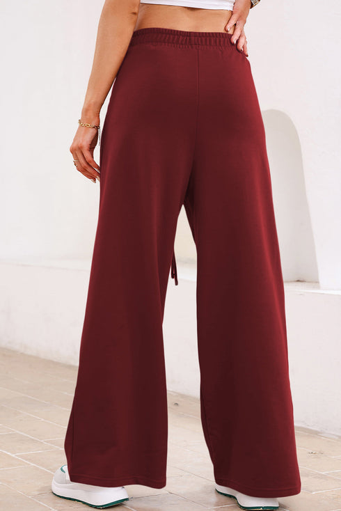 High Waisted Lace Up Front Wide Leg Pants
