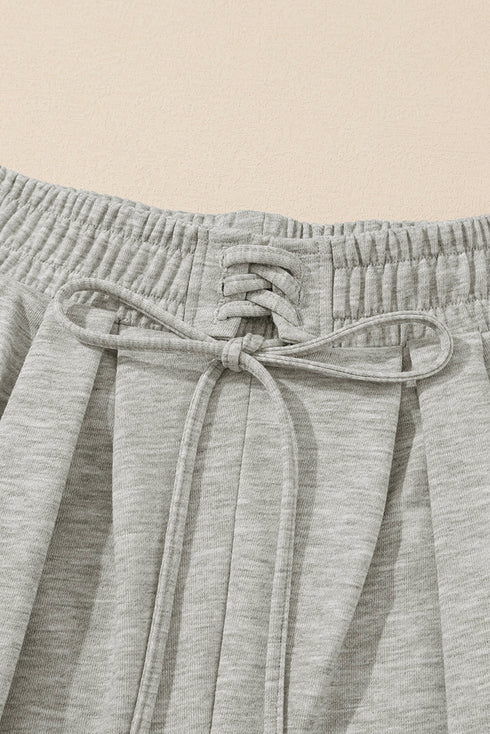 High Waisted Lace Up Front Wide Leg Pants