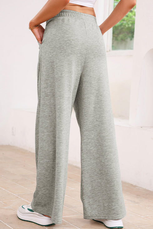 High Waisted Lace Up Front Wide Leg Pants
