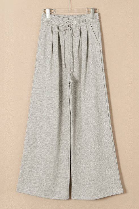 High Waisted Lace Up Front Wide Leg Pants