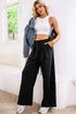 High Waisted Lace Up Front Wide Leg Pants