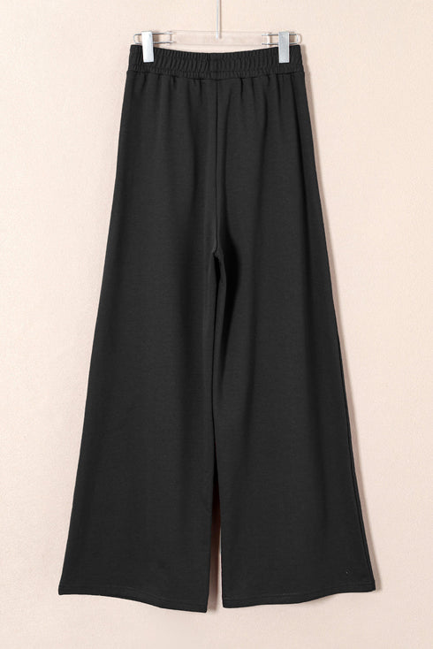 High Waisted Lace Up Front Wide Leg Pants