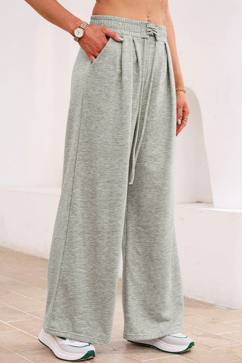 High Waisted Lace Up Front Wide Leg Pants