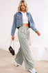 High Waisted Lace Up Front Wide Leg Pants