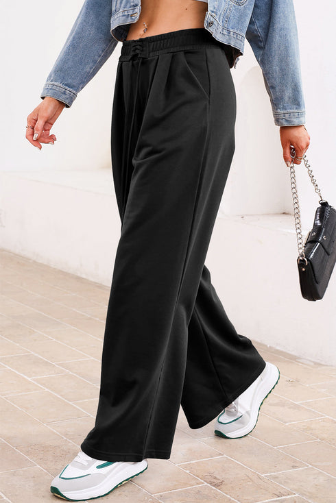 High Waisted Lace Up Front Wide Leg Pants