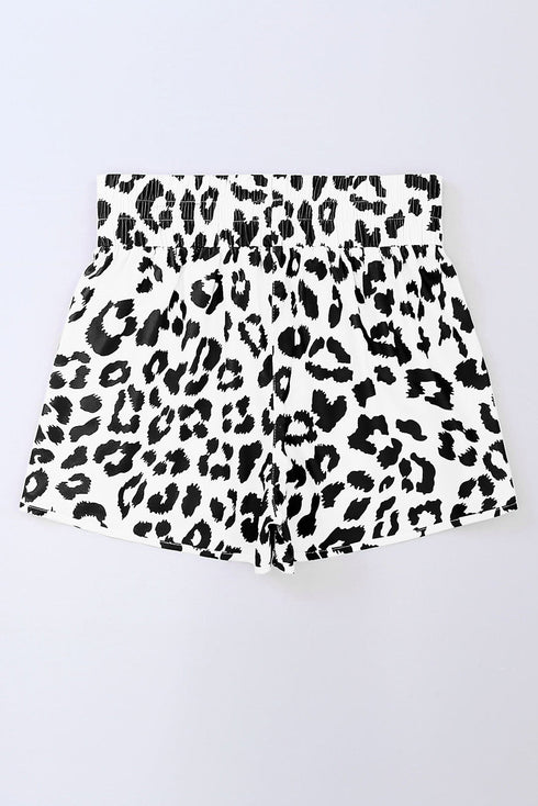 High Waisted Leopard And Checkered Print Athletic Casual Shorts