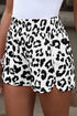 High Waisted Leopard And Checkered Print Athletic Casual Shorts