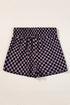 High Waisted Leopard And Checkered Print Athletic Casual Shorts