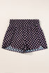 High Waisted Leopard And Checkered Print Athletic Casual Shorts