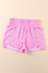 High Waisted Leopard And Checkered Print Athletic Casual Shorts