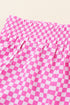 High Waisted Leopard And Checkered Print Athletic Casual Shorts