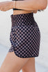High Waisted Leopard And Checkered Print Athletic Casual Shorts