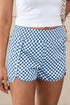 High Waisted Leopard And Checkered Print Athletic Casual Shorts