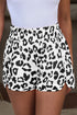 High Waisted Leopard And Checkered Print Athletic Casual Shorts