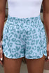 High Waisted Leopard And Checkered Print Athletic Casual Shorts