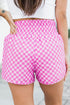 High Waisted Leopard And Checkered Print Athletic Casual Shorts