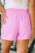 High Waisted Leopard And Checkered Print Athletic Casual Shorts