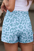 High Waisted Leopard And Checkered Print Athletic Casual Shorts