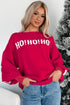 Ho Ho Ho Letter Jacquard Drop Shoulder Crew Sweater