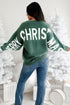 Ho Ho Ho Letter Jacquard Drop Shoulder Crew Sweater