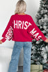 Ho Ho Ho Letter Jacquard Drop Shoulder Crew Sweater