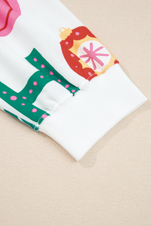 HO HO HO Ornament Print Crewneck Shorts Set Loungewear