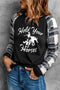 Hold Your Horses Funny Print Plaid Raglan Sleeve Pullover