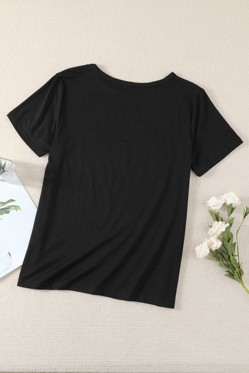 Holes Crew Neck Cotton Mixed T-Shirt