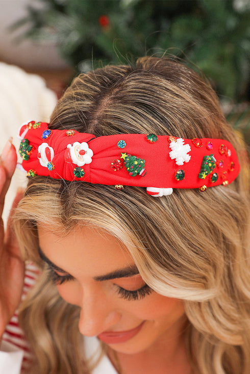 Holiday Cartoon Charm Rhinestone Knotted Headband