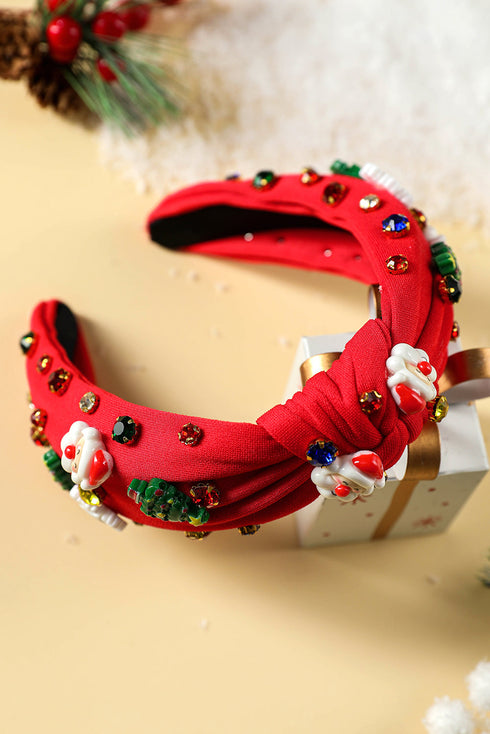 Holiday Cartoon Charm Rhinestone Knotted Headband