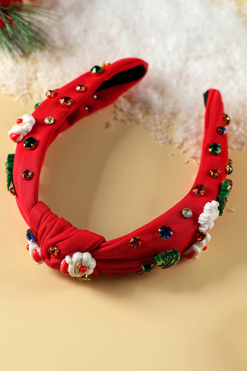 Holiday Cartoon Charm Rhinestone Knotted Headband