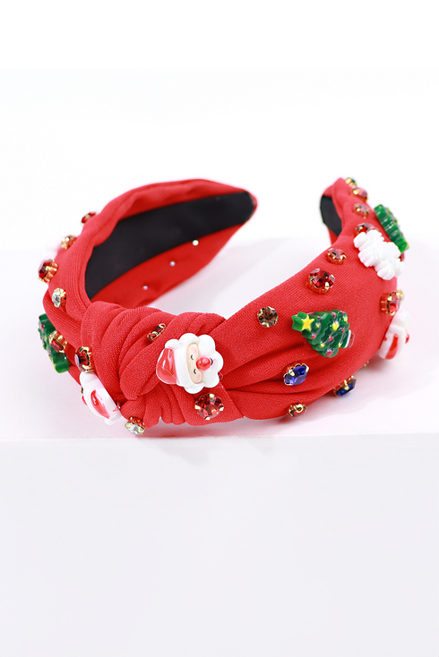 Holiday Cartoon Charm Rhinestone Knotted Headband