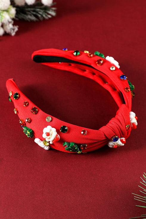 Holiday Cartoon Charm Rhinestone Knotted Headband